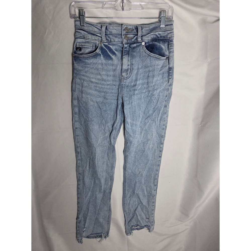 Kancan High Rise Jeans Womens Light Blue Wash Straight Leg